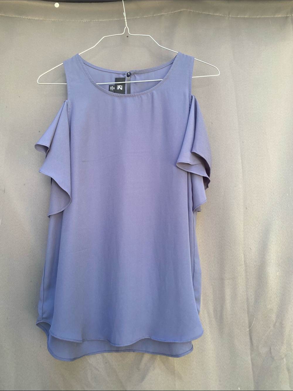 Iz Byer Lavender Cold-Shoulder Ruffle Top